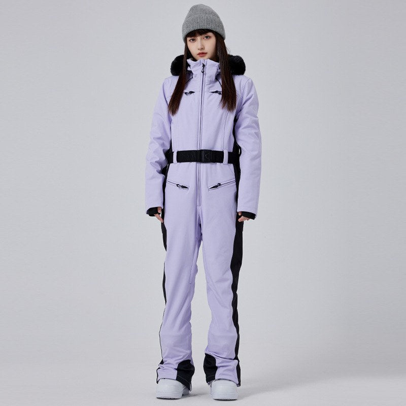 Combinaison de ski femme lilas ceinturée (photo 1)