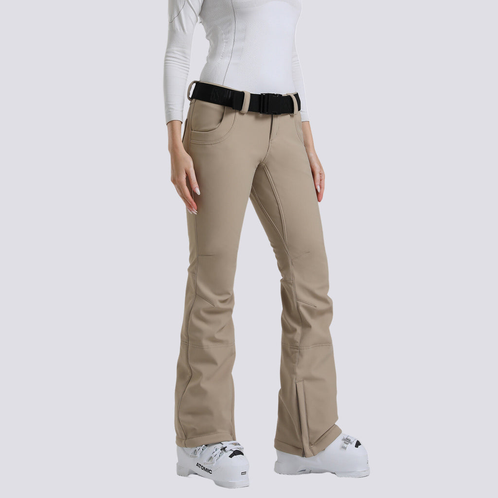 Pantalon de ski femme évasé beige (photo 1)