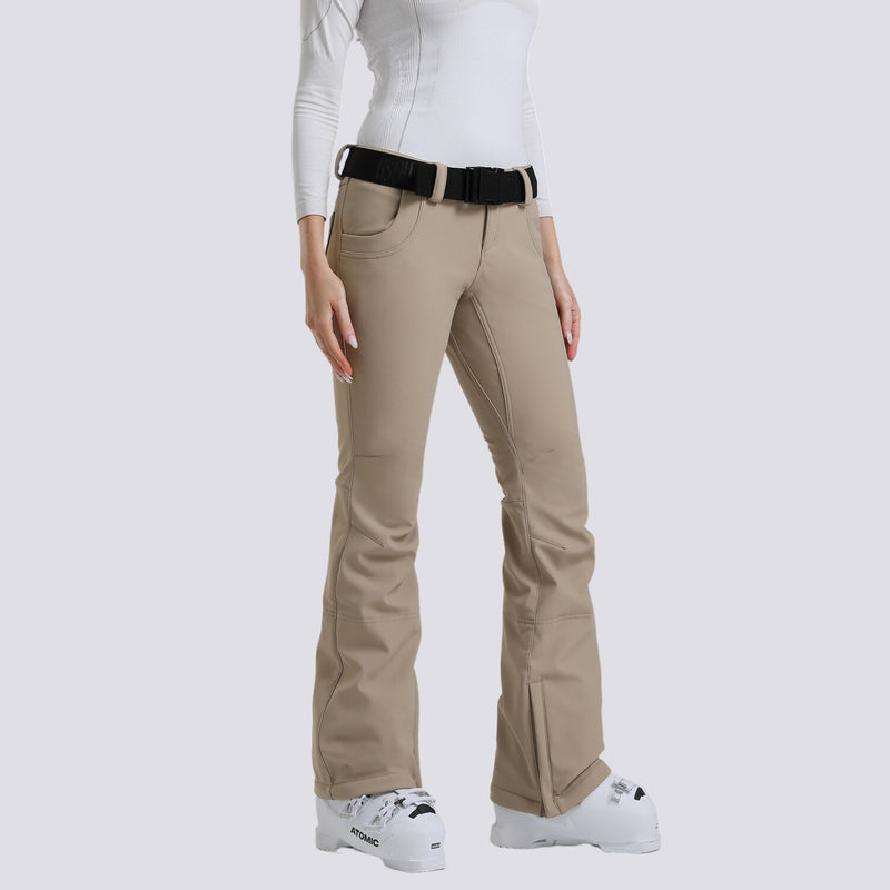 Pantalon de ski femme évasé beige (photo 1)